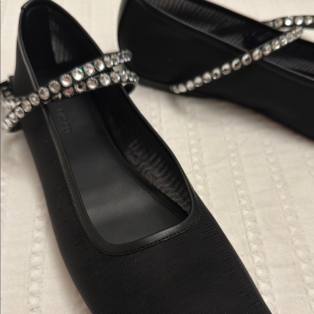 Amina Muaddi Ane Ankle Strap Black Mesh - Picture 3 of 3